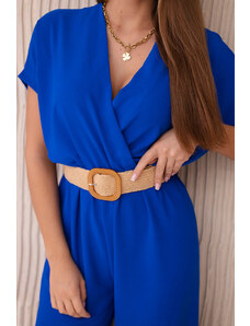 K-Fashion Kombinéza s ozdobným páskem v pase chrpově modrá