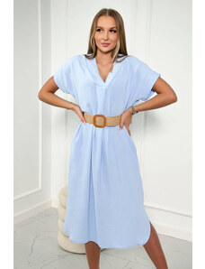 K-Fashion Šaty s ozdobným páskem modré