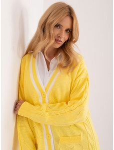 Fashionhunters Žlutý pletený dámský svetr s kabely