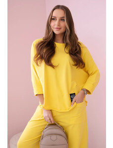 K-Fashion Bavlněná mikina kalhoty set žlutý
