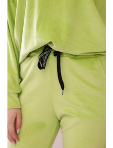 K-Fashion Velurový komplet mikiny + kalhoty Pistácie