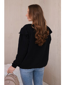 K-Fashion Bavlněná halenka s volánky na ramenou černý