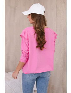 K-Fashion Bavlněná halenka s volánky na ramenou světle růžová