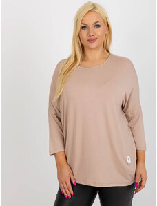 Factory Price Béžová bavlněná plus size halenka (3770)