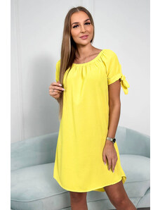 K-Fashion Šaty s vázáním na rukávech žluté
