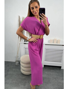 K-Fashion Kombinéza s ozdobným páskem v pase fialová