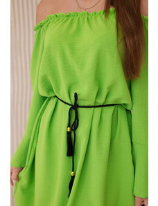 K-Fashion Šaty zavázané v pase se stahovací šňůrkou jasně zelená