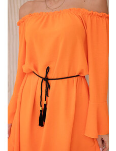 K-Fashion Šaty zavázané v pase se stahovací šňůrkou pomeranč