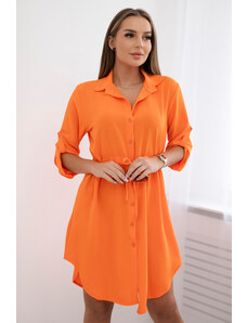 K-Fashion Šaty se zapínáním na knoflíky a zavazováním v pase pomeranč