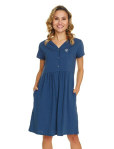 DN Nightwear Těhotenská a kojicí košilka Čtyřlístek tmavě modrá