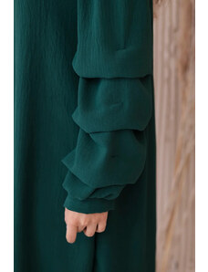 K-Fashion Španělské šaty s ozdobnými rukávy tmavě zelená