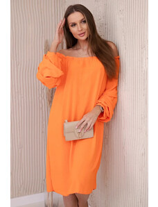 K-Fashion Španělské šaty s ozdobnými rukávy pomeranč