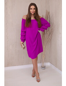 K-Fashion Španělské šaty s ozdobnými rukávy fialka