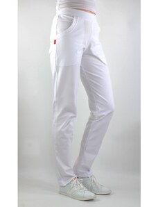 Dámské prodloužené bílé kalhoty z vysokogramážní bavlny