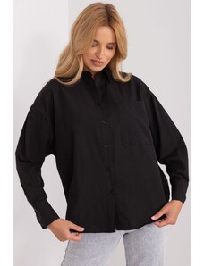 Factory Price Černá košile oversize s knoflíky na zádech