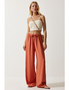 Happiness İstanbul Women's Peach Flowy Knitted Palazzo Trousers