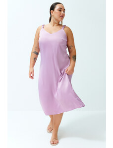 Trendyol Curve Lilac Strappy Satin Woven Dress