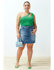 Trendyol Curve Blue Belted Mini Denim Skirt