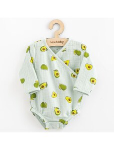 Kojenecké mušelínové body s bočním zavazováním New Baby Avocado