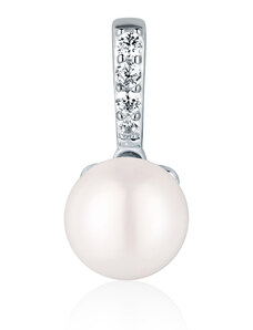 JVD Dámský stříbrný přívěsek s velkou perlou a zirkony SVLP1183XH2P100