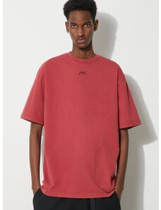 Bavlněné tričko A-COLD-WALL* Essential T-Shirt červená barva, s aplikací, ACWMTS177