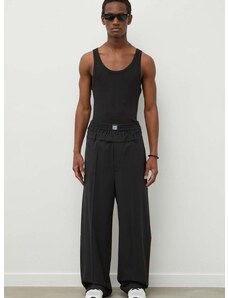 Vlněné kalhoty MSGM černá barva, jednoduché
