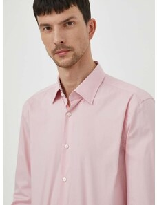 Košile BOSS pánská, růžová barva, slim, s klasickým límcem, 50512652