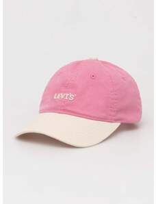 Bavlněná baseballová čepice Levi's růžová barva, s aplikací