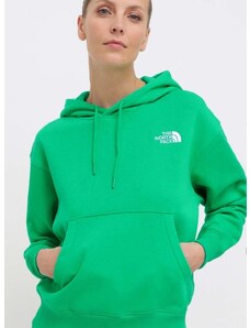 Mikina The North Face W Essential Hoodie dámská, zelená barva, s kapucí, s aplikací, NF0A7ZJDPO81