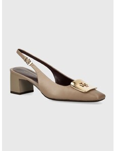 Kožené lodičky Tory Burch Georgia Slingback béžová barva, na podpatku, s odkrytou patou, 156479.200