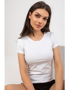 FPrice Dámské basic tričko s kulatým výstřihem bílé