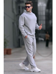 Madmext Dyed Gray Hooded Straight Leg Men's Tracksuit 5934