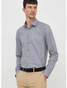 Košile Calvin Klein pánská, tmavomodrá barva, slim, s klasickým límcem, K10K112587