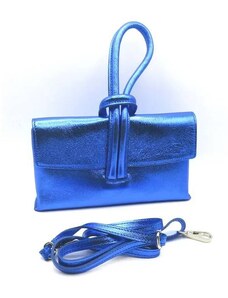 Kožená společenská kabelka – GLAMOUR – modrá