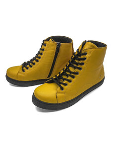 Kožené kotníkové boty se zipem L0078-44 Looke žlutá