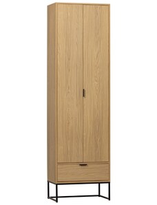 Hoorns Úzká šatní skříň Sinai 210 x 60 cm s dubovým dekorem