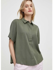 Košile Samsoe Samsoe MINA dámská, zelená barva, regular, s klasickým límcem, F21200143