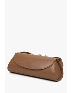 Women's Brown Leather Handbag with Oblong Shape Estro ER00114409