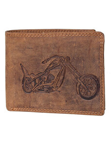 Celá kožená peněženka Wild z pevné hovězí kůže s motorkou (RFID) HMT