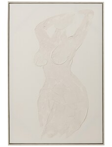 Bílý abstraktní obraz J-line Curvy 90 x 60 cm