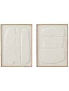 Set dvou bílých abstraktních obrazů J-line Bunky 60 x 45 cm