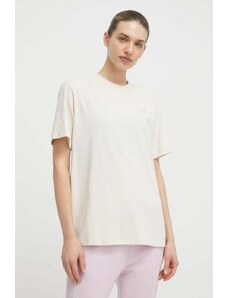 Bavlněné tričko New Balance WT41501LIN béžová barva