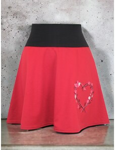 ŠatySukně Červená půlkolová sukně, srdíčko