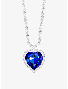 Štrasový náhrdelník Necklace, srdce s českým křišťálem Preciosa, bermuda blue