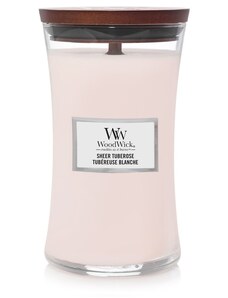 WoodWick vonná svíčka s dřevěným knotem velká Sheer Tuberose 609 g