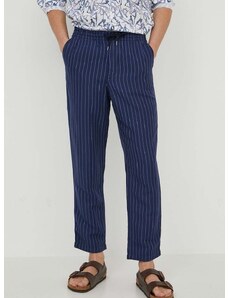 Plátěné kalhoty Polo Ralph Lauren tmavomodrá barva, jednoduché