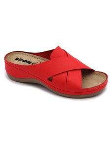 Leon 932 Dámská kožená obuv - Červená