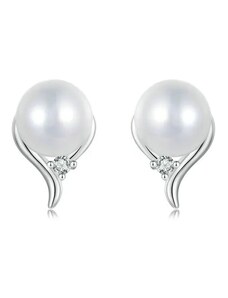 GRACE Silver Jewellery Stříbrné náušnice s bílou perlou Selena - stříbro 925/1000