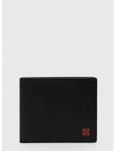 Kožená peněženka HUGO černá barva, 50519248