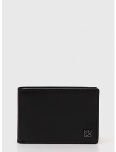 Kožená peněženka HUGO černá barva, 50519512